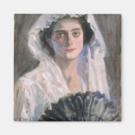 Imã Mulher legante com ventilador negro (Fujishima Tak