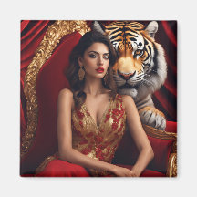 Mulher Majestosa com Tigre | Parede de Força de Lu