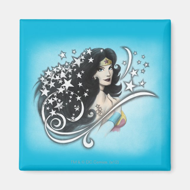 Imã Mulher Maravilha e Estrelas (Frente)