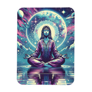 Ímã Mulher Meditando Arte Serena Espiritual