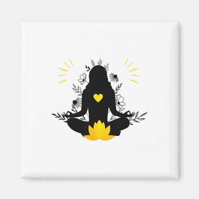 Imã Mulher Meditando Yoga Espiritualidade Atenção Plen (Frente)