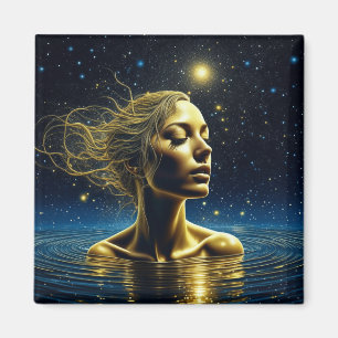 Imã Mulher Mística Meditando Sob As Estrelas