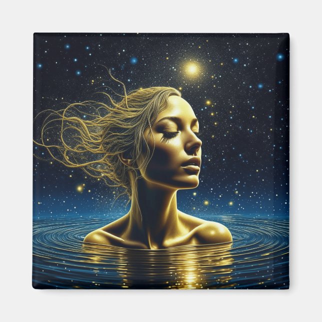 Imã Mulher Mística Meditando Sob as Estrelas (Frente)