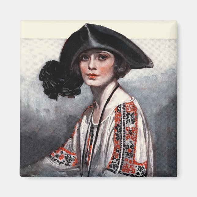 Imã Mulher na blusa bordada (Frente)