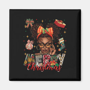 Imã Mulher Negra Afro-Americana Feliz Natal Pajam