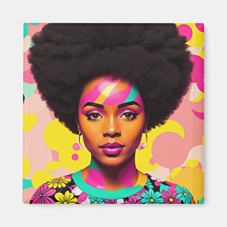 Imã Mulher Negra Colorida Magneta Afro-Pop