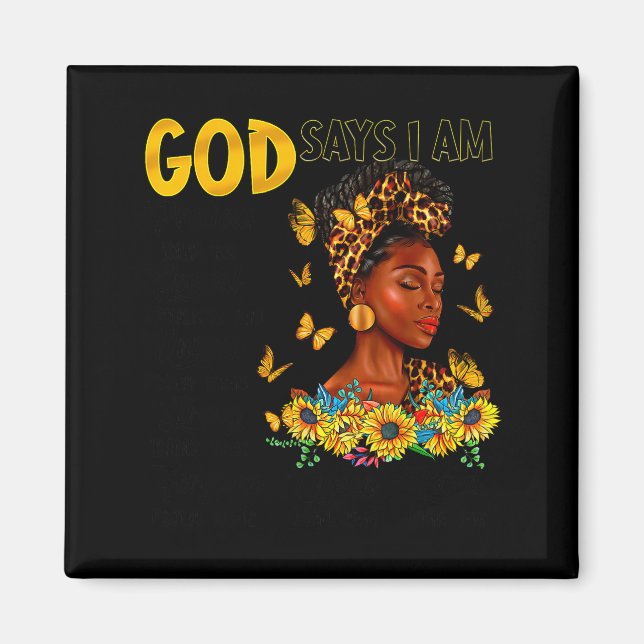 Imã Mulher Negra Deus Diz Que Eu Sou Versículo Da Bíbl (Frente)