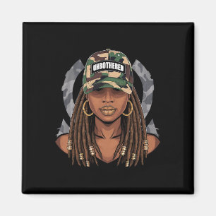 Imã Mulher Negra Impassível Melanina Locs Camuflagem P