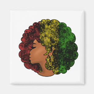 Imã Mulher negra rasta afro vermelho amarelo verde