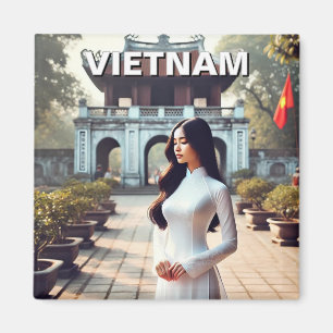 Imã Mulher no Ao Dai Vietnam Viagem