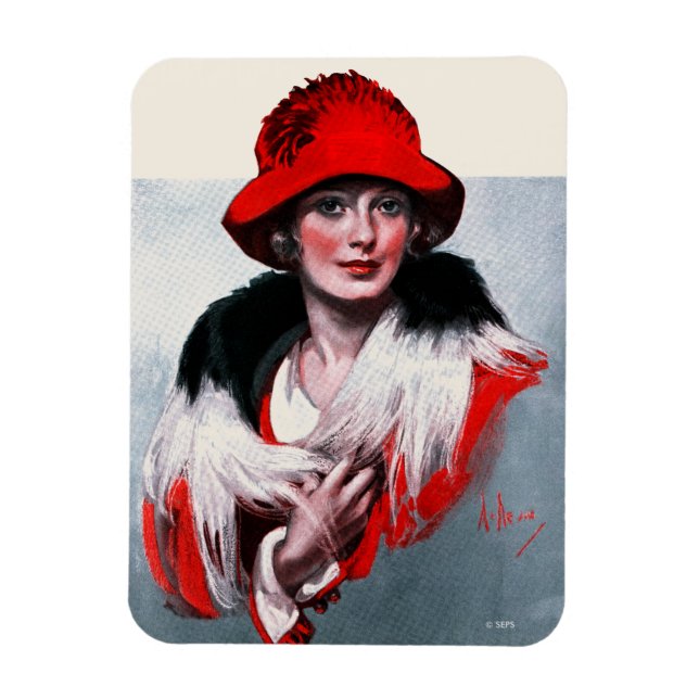 Ímã Mulher no Chapéu Vermelho (Vertical)