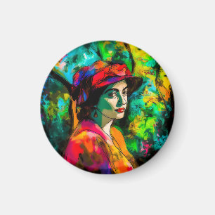 Imã Mulher no Chapéu Vermelho