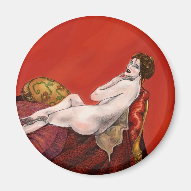 Imã Mulher no Red Sofa (Frente)