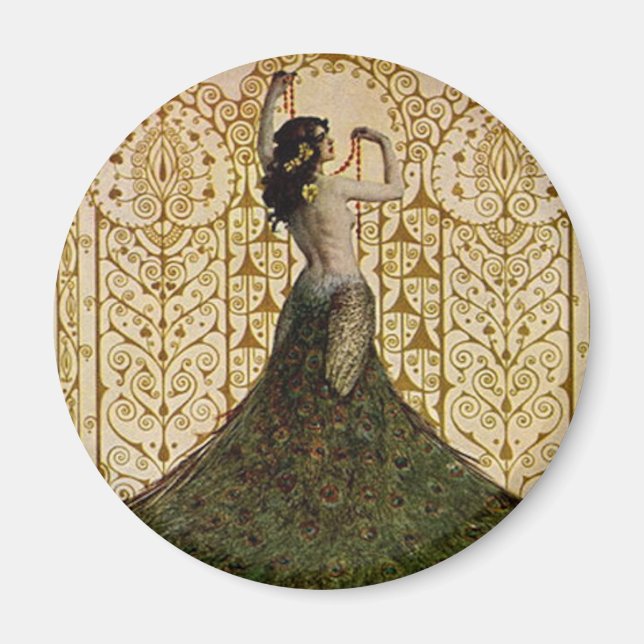 Imã Mulher numa saia peacock (Frente)