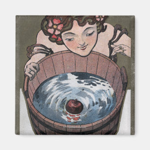 Imã Mulher olhando para o barril de madeira