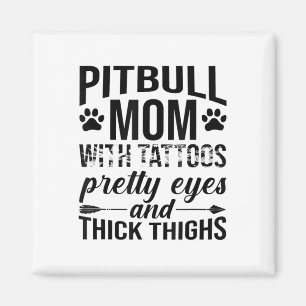Imã Mulher Pitbull Mãe Com Tatuagens Bonito Olhos Espe