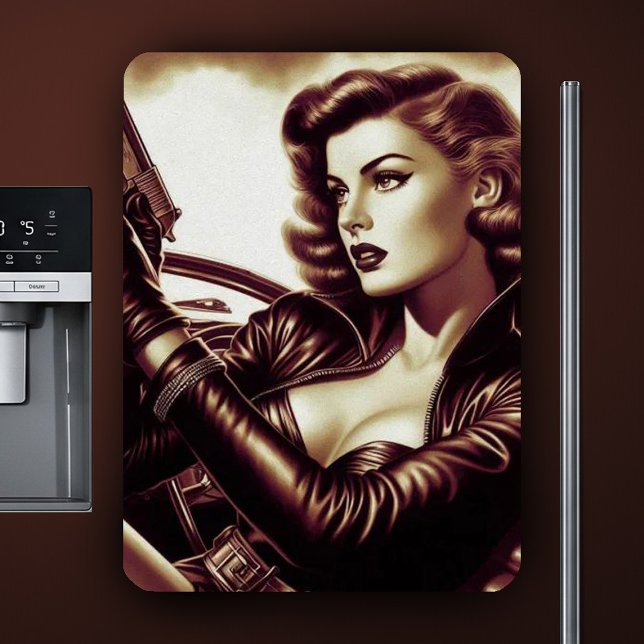 Ímã Mulher Pulp Retro (Criador carregado)
