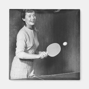 Imã Mulher que joga o ténis de mesa