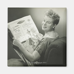 Imã Mulher que senta-se na cadeira