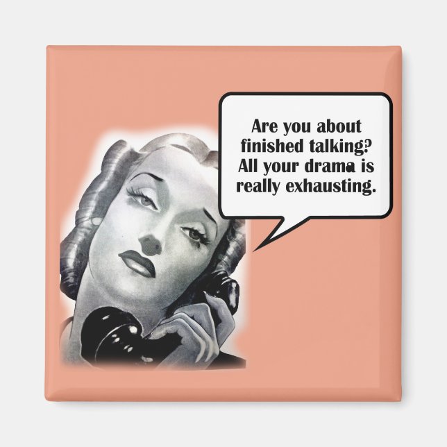 Imã Mulher Retrora ao Telefone, Drama (Frente)