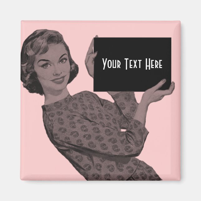 Imã Mulher retrora com uma área de transferência (Frente)