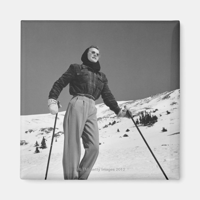 Imã Mulher Skier (Frente)