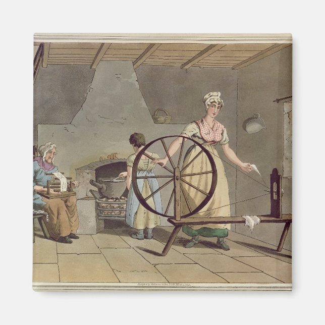 Imã Mulher Spinning, de "Costume de Yorkshire" (Frente)