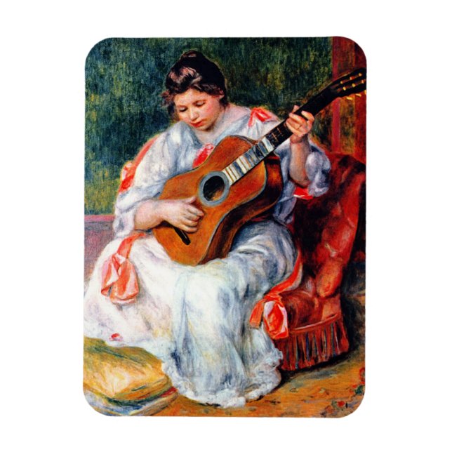 Ímã Mulher Tocando o Violão por Pierre Renoir (Vertical)