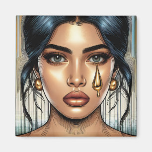 Imã Mulher Triste e Bonita com Lágrima de Ouro