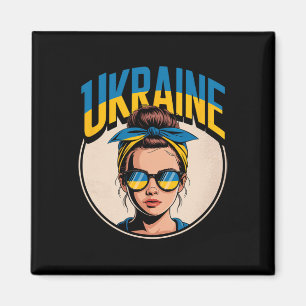 Imã Mulher Ucraniana Estilo Retrô Gráfico Orgulho Cult