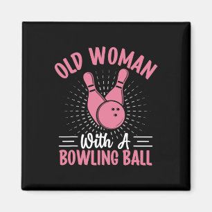 Imã Mulher Velha Com Bola de boliche I Boliche