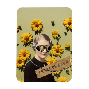 Ímã Mulher Vintage Pioneira Daisies Kitsch 