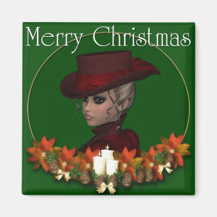 Imã Mulher Vitoriana 1 - Feliz Magneta de Natal