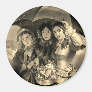 Imã Mulher vitoriana guarda-chuva dia chuvoso senhora 