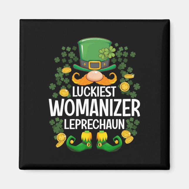 Imã Mulherengo Mais Sortudo Leprechaun Dia de São Patr (Frente)