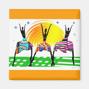 Imã Mulheres africanas que acoplam a dança da chamada