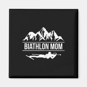 Imã Mulheres Biathlon Mãe Biathlete Atirando no Esqui