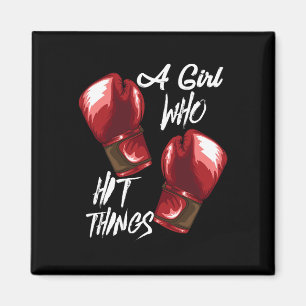 Imã Mulheres Boxe Kickboxing Uma Menina Que Bate Coisa