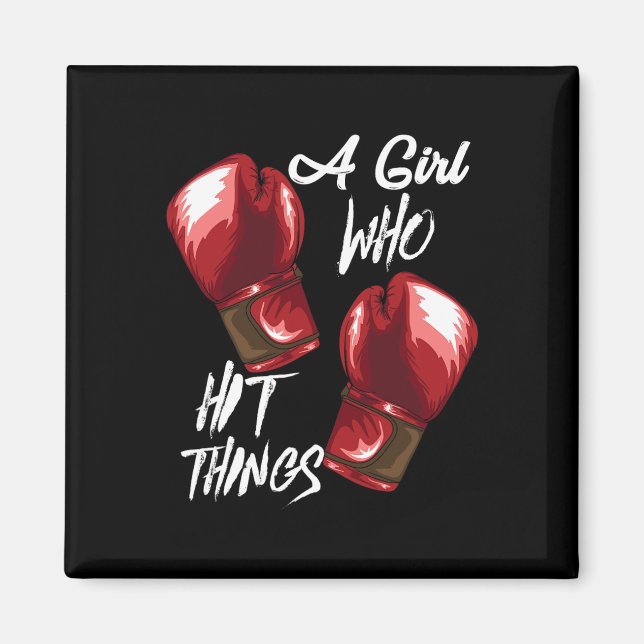 Imã Mulheres Boxe Kickboxing Uma Menina Que Bate Coisa (Frente)