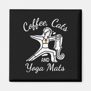 Imã Mulheres Café Gatos E Tapetes De Yoga - Nome Engra