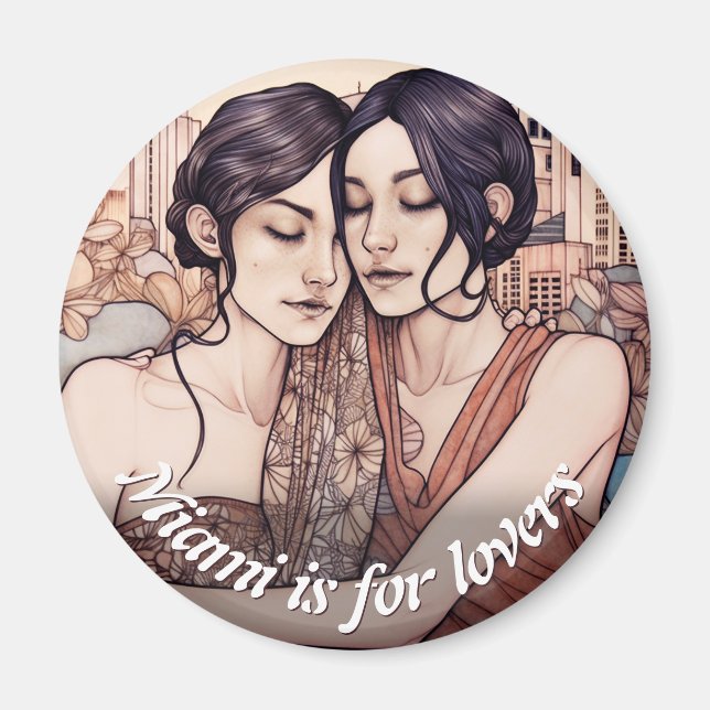 Imã Mulheres Centros de Miami Curtindo Lésbicas Desenh (Frente)