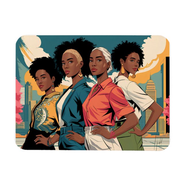 Ímã Mulheres com Força na Moda Urbana (Horizontal)