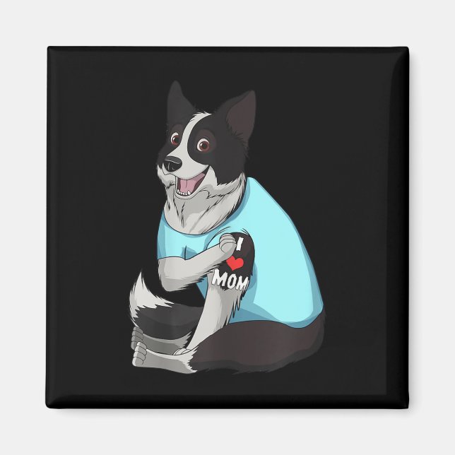 Imã Mulheres Engraçadas Borda de Cachorro Collie Ama M (Frente)