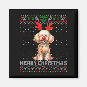 Imã Mulheres Feliz Cachorro De Poodle De Natal Em Xmas