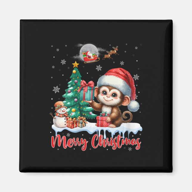 Imã Mulheres Feliz Natal Macaco Macaco Furioso Macaco  (Frente)