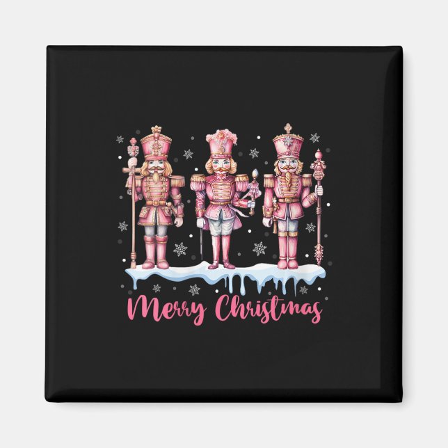 Imã Mulheres Feliz Natal Pink Nutcracker Squad Xmas (Frente)