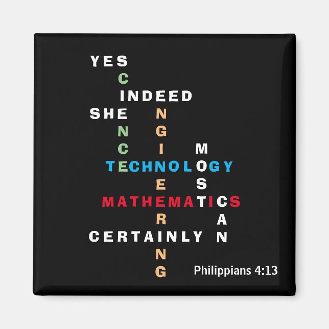 Imã Mulheres Modernas em Palavra Cruzada STEM (Frente)