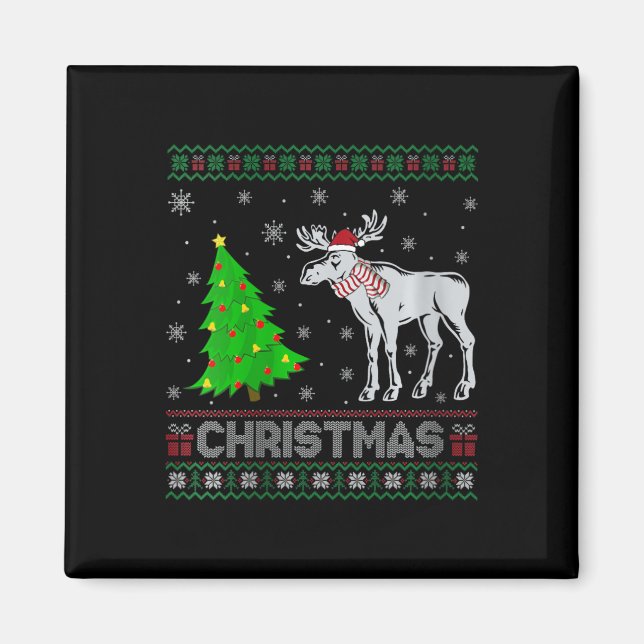 Imã Mulheres Moose Xmas Tree Lighting Febre Swe de Nat (Frente)