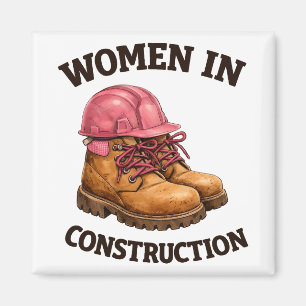 Imã Mulheres na Construção com Botas de Trabalho e Cap