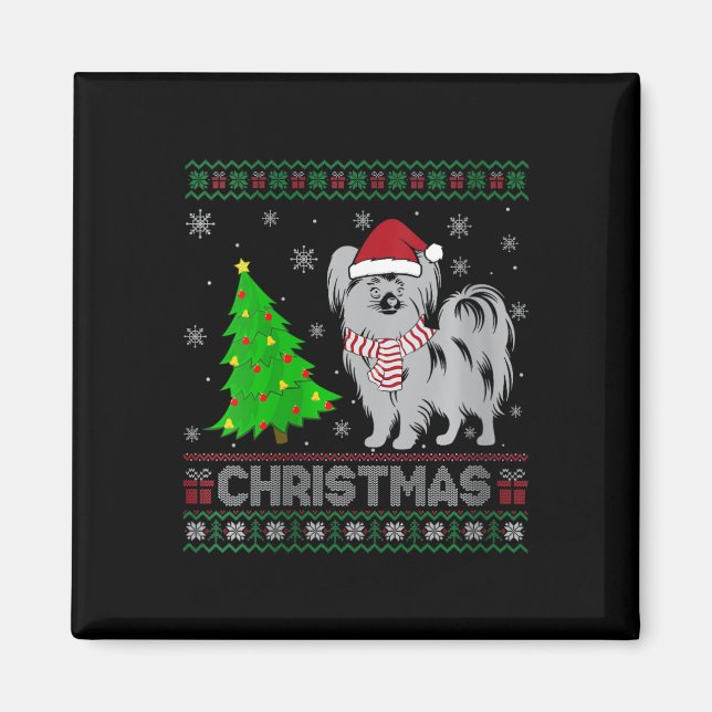 Imã Mulheres Papillon Cão Xmas Cristo De Iluminação Fe (Frente)